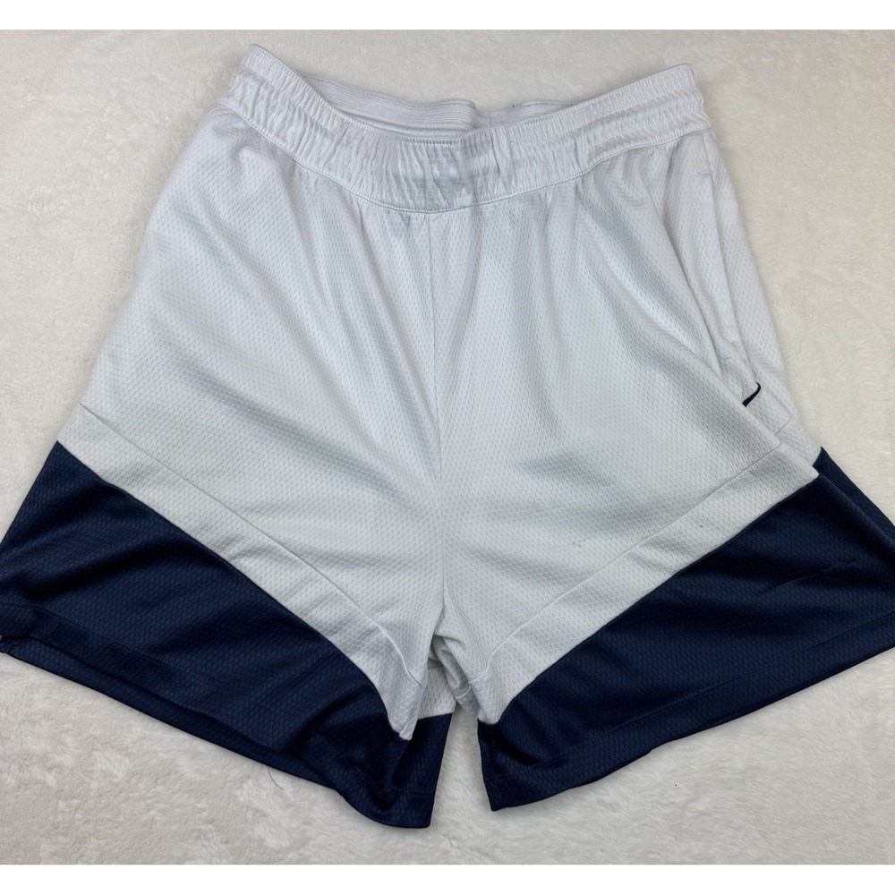 Nike Dri-FIT Basketball Shorts Mens Large Tall White Navy Blue Mesh Athletic